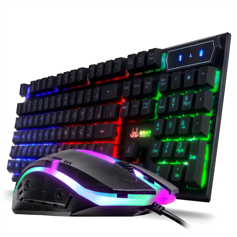 Kit Gamer Teclado Semi Mecânico + Mouse Led Chroma Rgb Iluminado Jogos Pc Usb