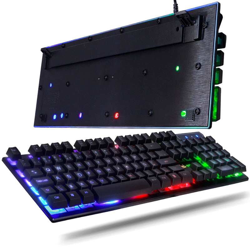 Kit Gamer Teclado Semi Mecânico + Mouse Led Chroma Rgb Iluminado Jogos Pc Usb