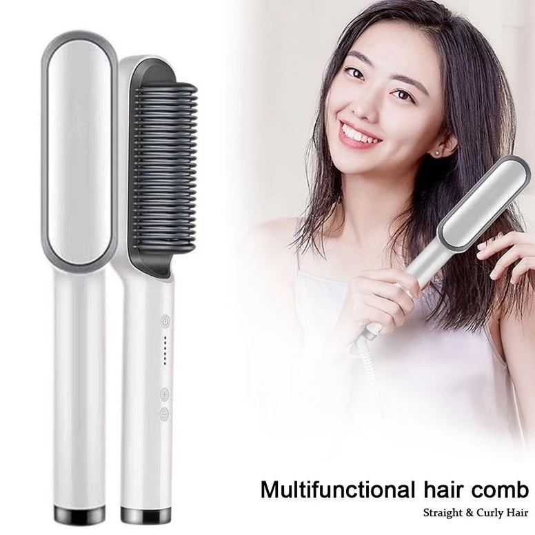 Escova Alisadora Anion Hair Pro 3 em 1 , Secador, Chapinha e Modelador de Cachos Bivolt