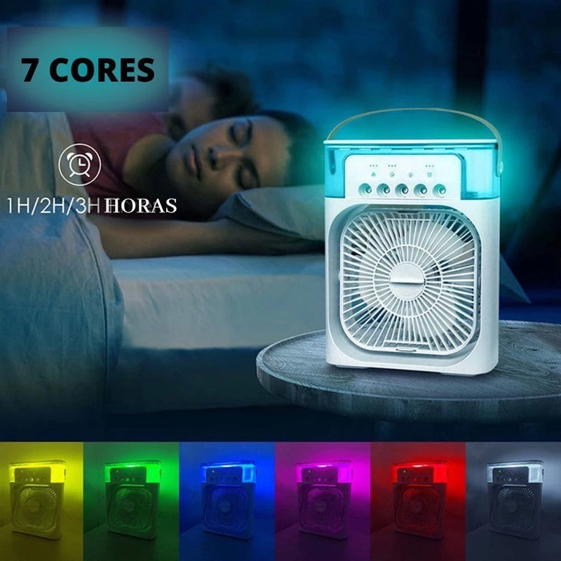 Ventilador Portátil Umidificador Climatizador Água e Gelo com LED