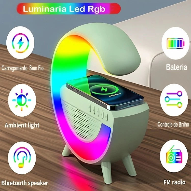 Caixa De Som Bluetooth Carregador Luminária