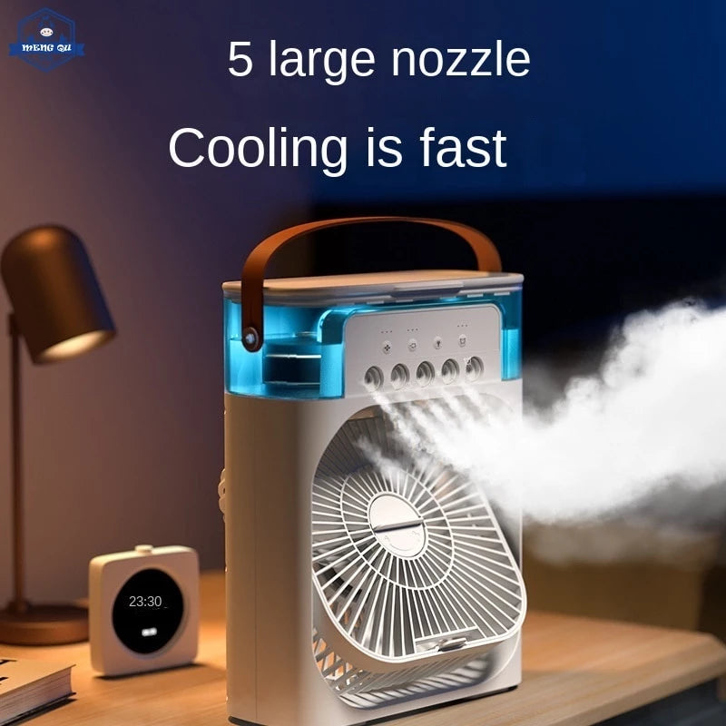 Ventilador Portátil Umidificador Climatizador Água e Gelo com LED